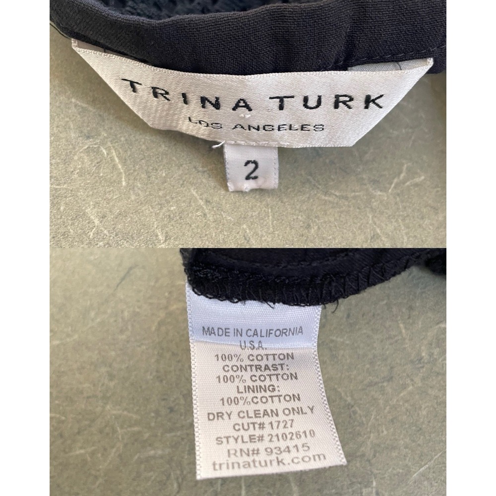 Trina Turk Black Crochet Lace Overlay Wide Leg Pant Beach Fairy Grunge Boho 2 - Picture 3 of 9